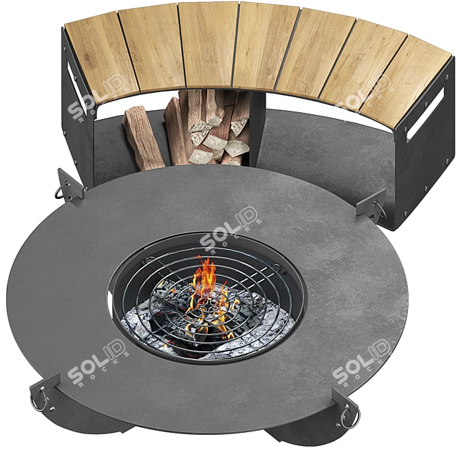 Modern Outdoor Fireplace 3D Model 3D model image 2