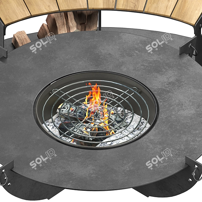 Modern Outdoor Fireplace 3D Model 3D model image 4