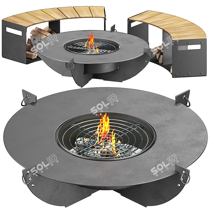 Modern Outdoor Fireplace 3D Model 3D model image 6