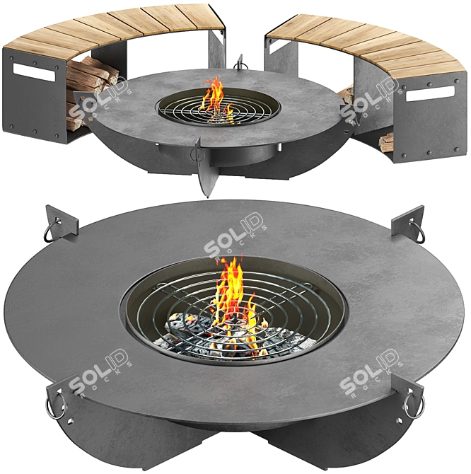 Modern Outdoor Fireplace 3D Model 3D model image 8