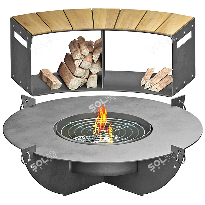 Modern Outdoor Fireplace 3D Model 3D model image 10