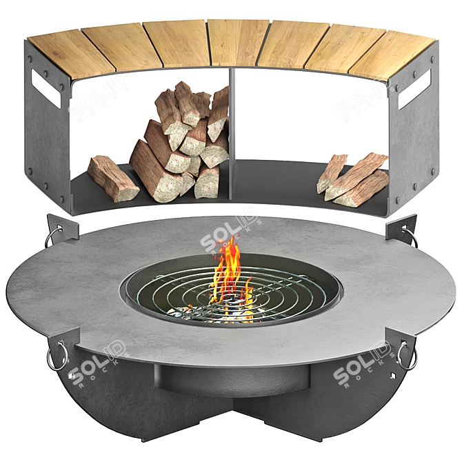 Modern Outdoor Fireplace 3D Model 3D model image 13