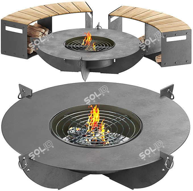 Modern Outdoor Fireplace 3D Model 3D model image 16