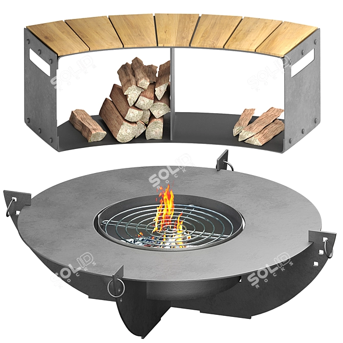 Modern Outdoor Fireplace 3D Model 3D model image 17