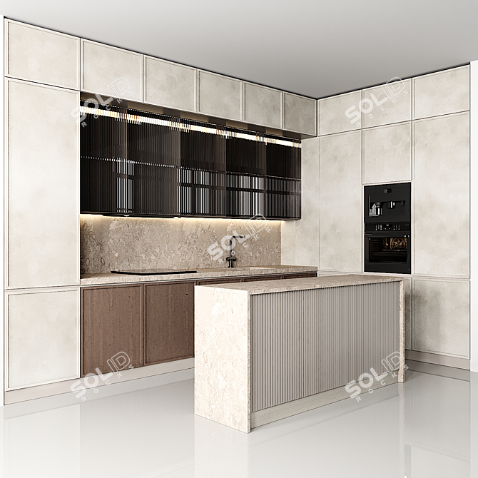 Modern Kitchen Model Set with Textures 3D model image 1