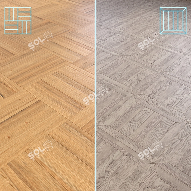 Wooden Floor 3D Model Kit 3D model image 1