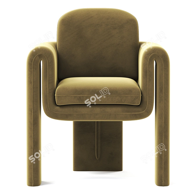 Luxurious Velvet Floria Armchair 3D model image 2