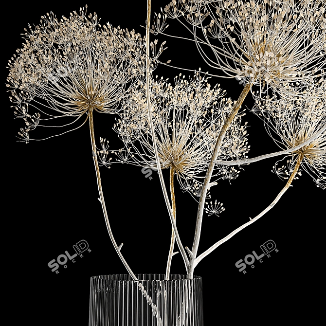 Luxury Botanical Bouquet in Glass Vase 3D model image 5