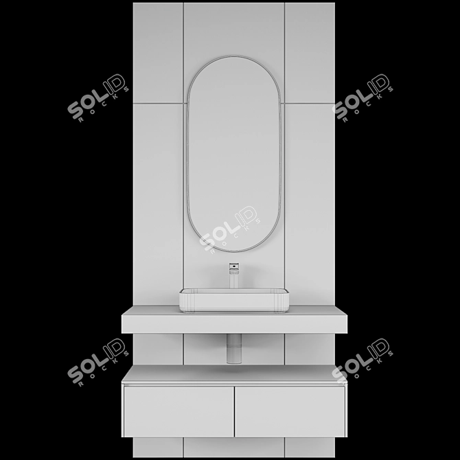 Illuminated Mirror Bathroom Vanity Set 3D model image 5