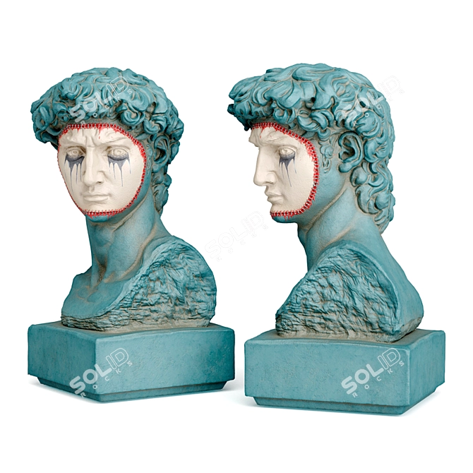 Michelangelo Masked Bust Sculpture 3D model image 3