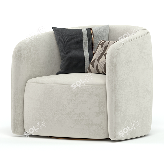 Modern Mila Swivel Armchair 3D 3D model image 2