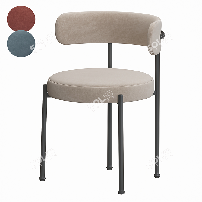 Ivory Boucle Dining Chair, Contemporary 3D model image 1