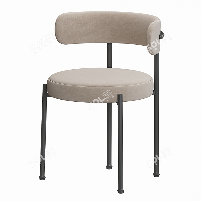 Ivory Boucle Dining Chair, Contemporary 3D model image 2