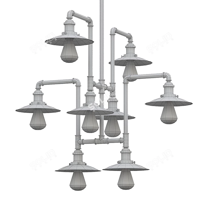Bronze Danbury Industrial Pendant Chandelier 3D model image 2
