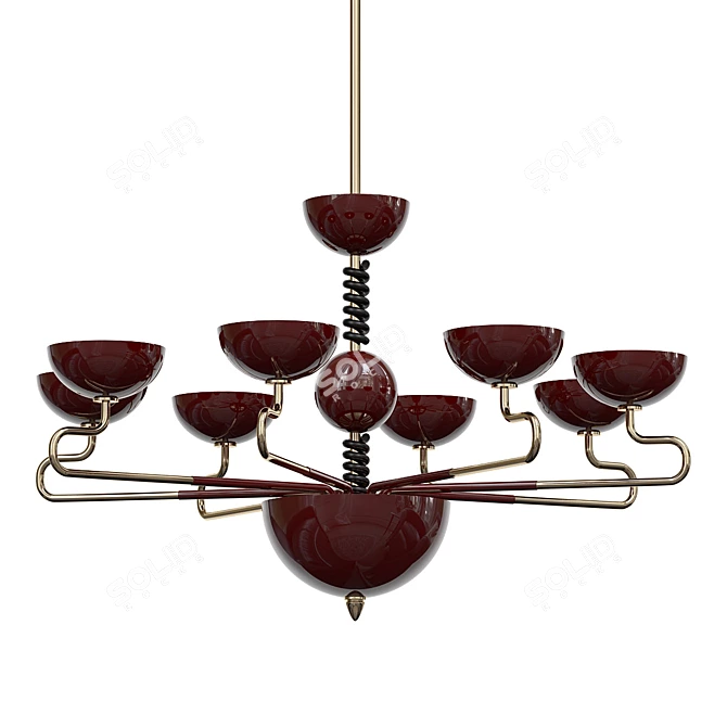 Murano Red Glass Chandelier Art 3D model image 1