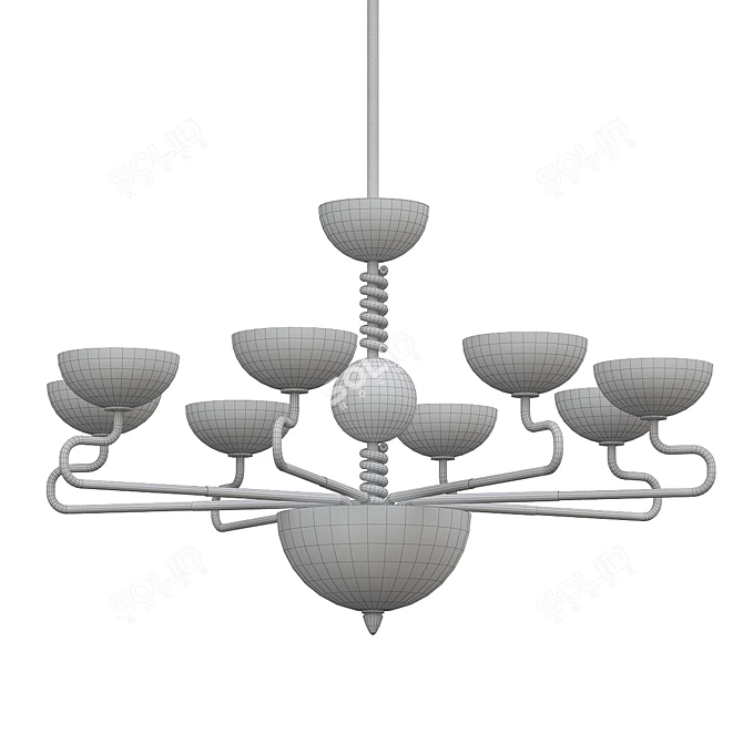 Murano Red Glass Chandelier Art 3D model image 2