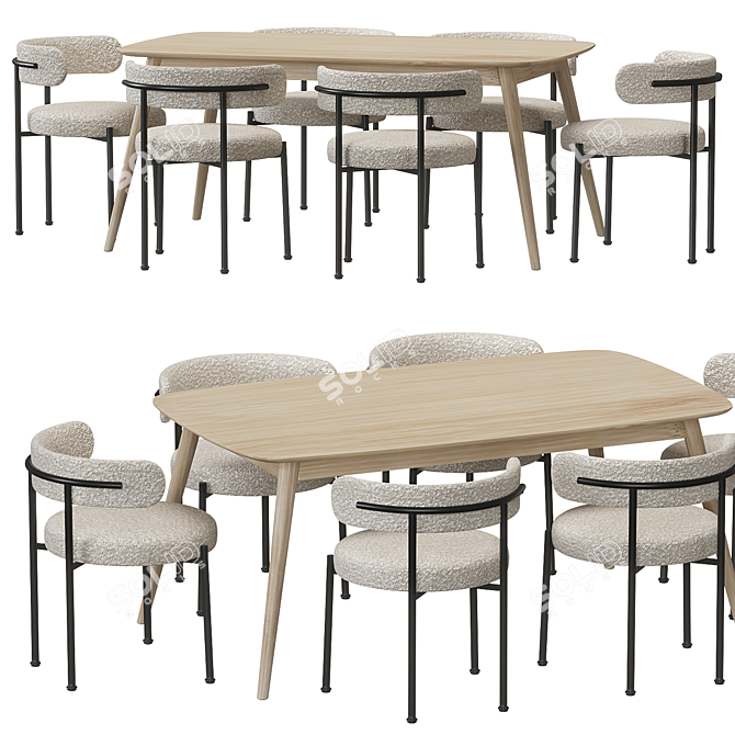 Elegance Ivory Dining Chair Set 3D model image 1