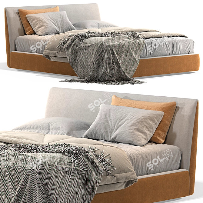 
Luxury Memory Foam Bed with Storage 3D model image 2