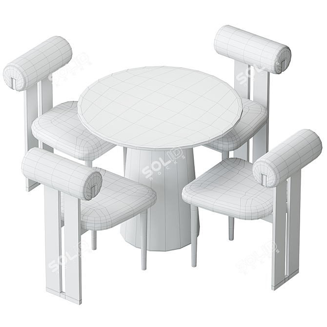 Modern Hippo Chair & Table 3D model image 3