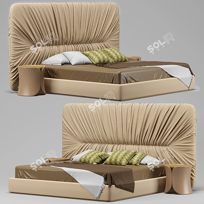 Modern Elegance Drape Bed 3D model image 1