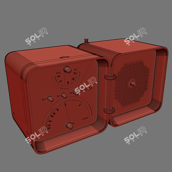 Retro Modern Brionvega Radio 3D model image 3