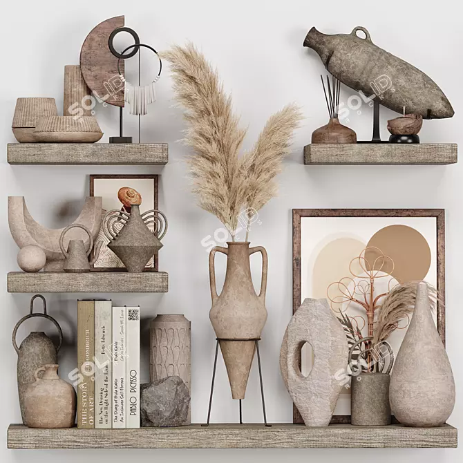 Rustic Style Decorative Set 3D 3D model image 1