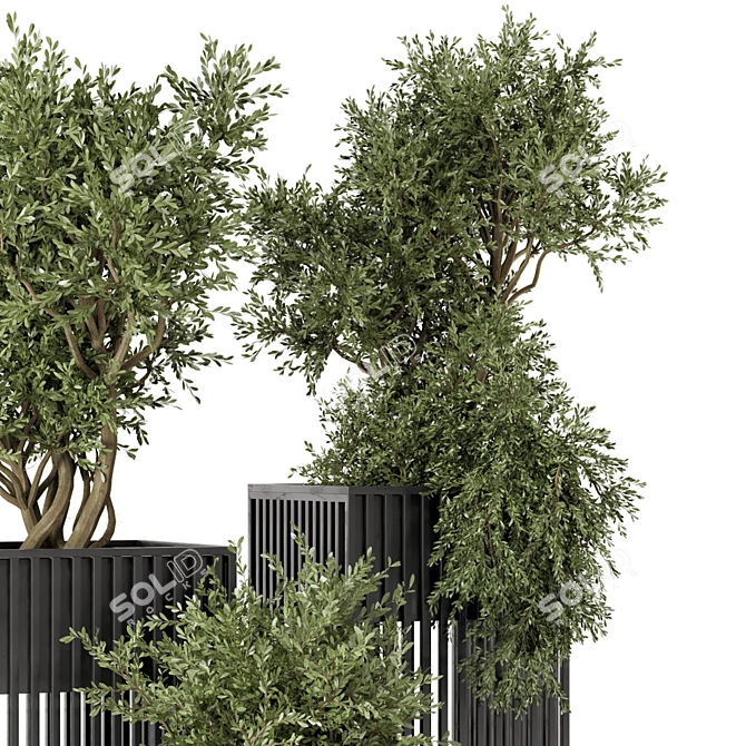 Metal Potted Outdoor Plant Set 3D model image 2