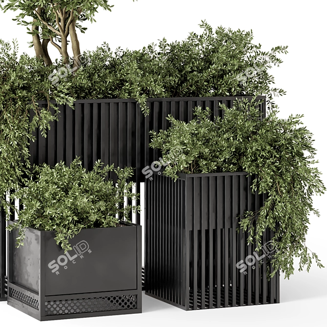 Metal Pot Outdoor Plant Set 3D model image 2