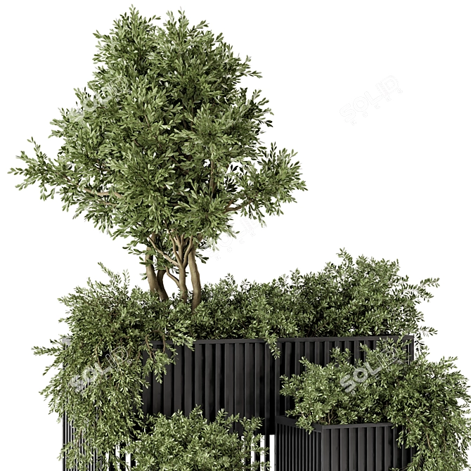 Metal Pot Outdoor Plant Set 3D model image 5