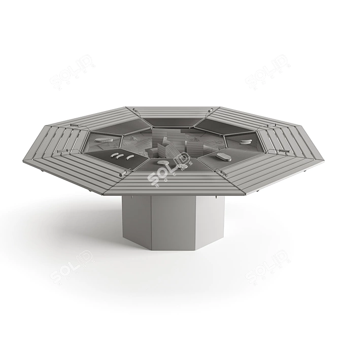 Outdoor BBQ Grill Station 2200mm 3D model image 4