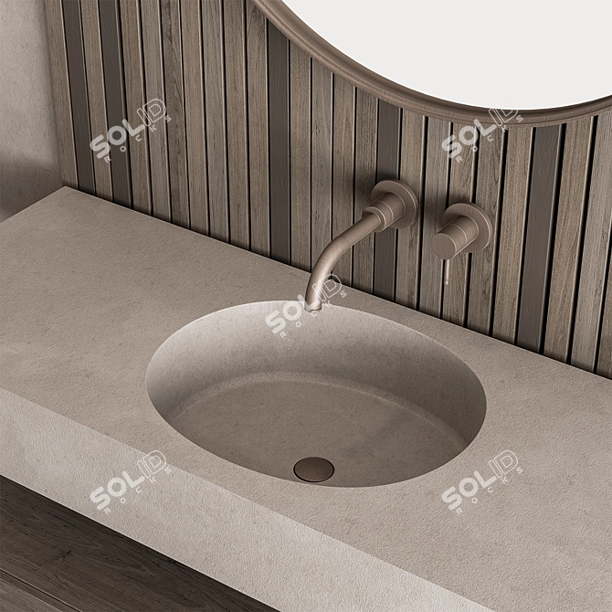 Concrete Wood Bathroom Set 37 3D model image 3