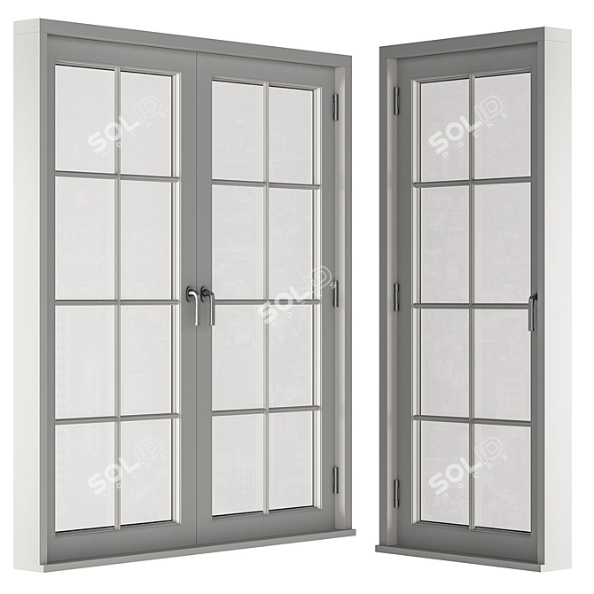  Modern White Window with Frame 3D model image 3