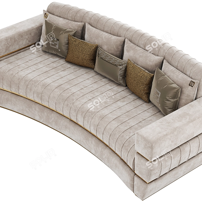 Contemporary Velvet Sofa with Signature 3D model image 5