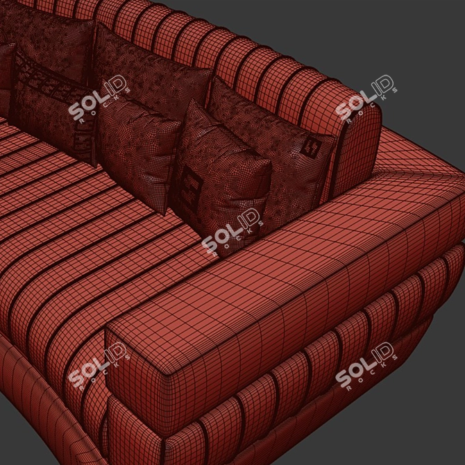 Contemporary Velvet Sofa with Signature 3D model image 6