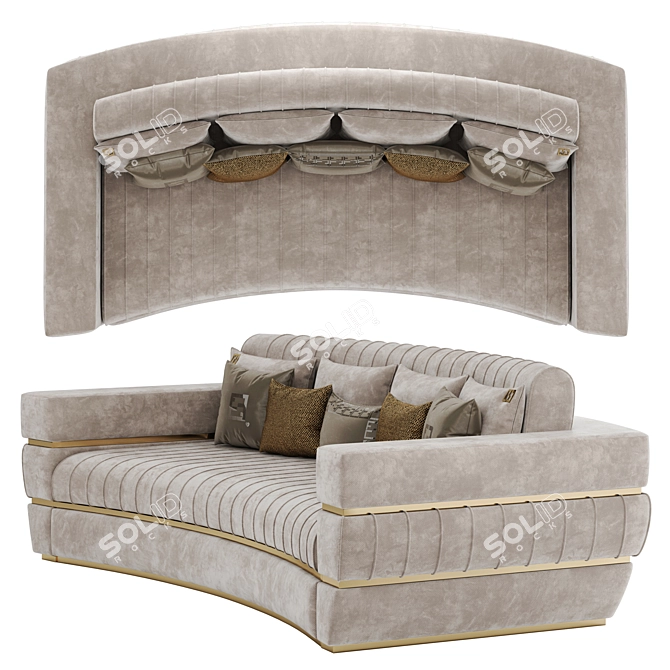 Contemporary Velvet Sofa with Signature 3D model image 9