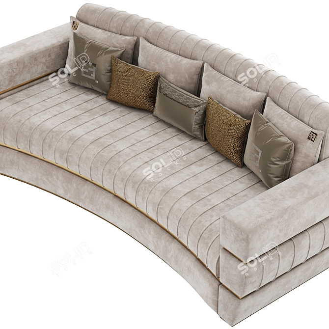 Contemporary Velvet Sofa with Signature 3D model image 11