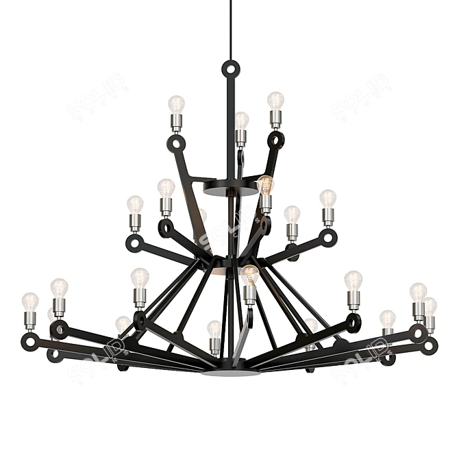 Modern Plywood Chandelier 3D model image 1