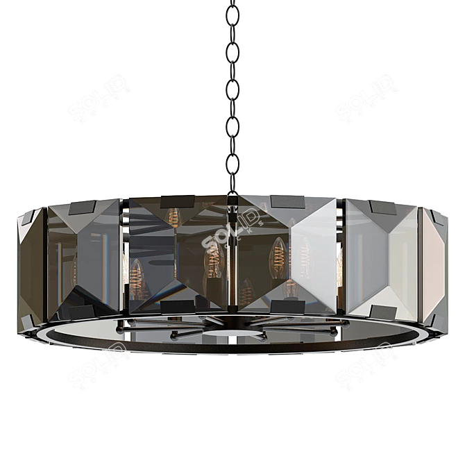 Rustic Crystal Bronze Chandelier Drum 3D model image 1
