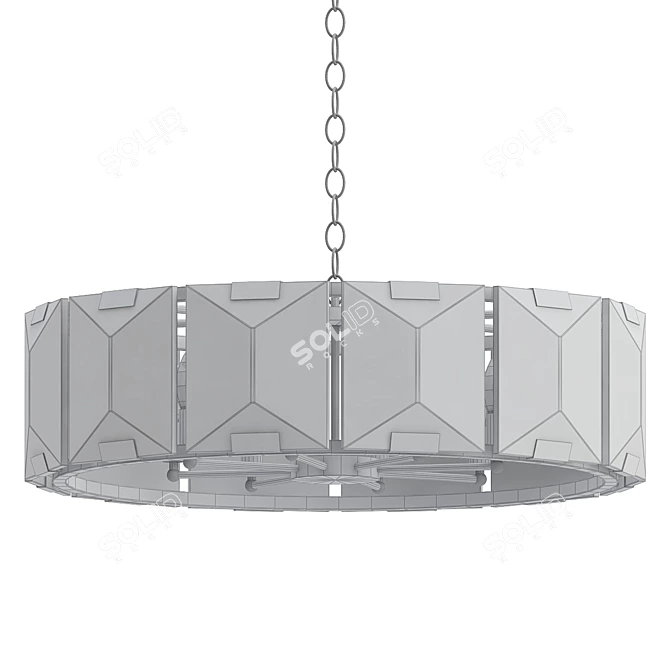 Rustic Crystal Bronze Chandelier Drum 3D model image 2