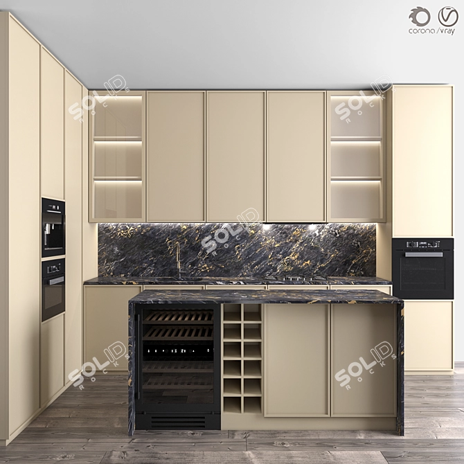 Neoclassic Kitchen Corner Design Kit 3D model image 1