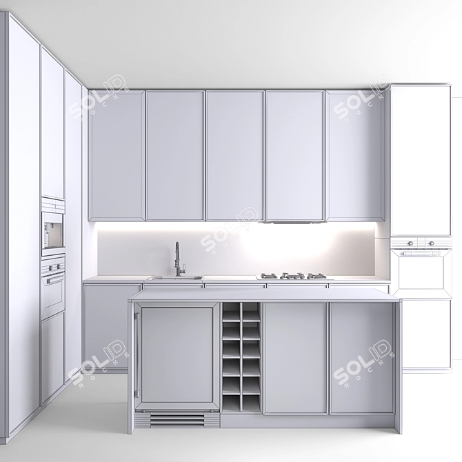 Neoclassic Kitchen Corner Design Kit 3D model image 4