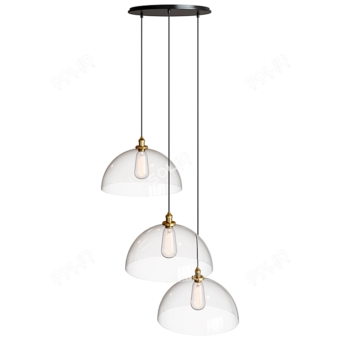Vintage Pendant Light Fixture Semicircle 3D model image 1
