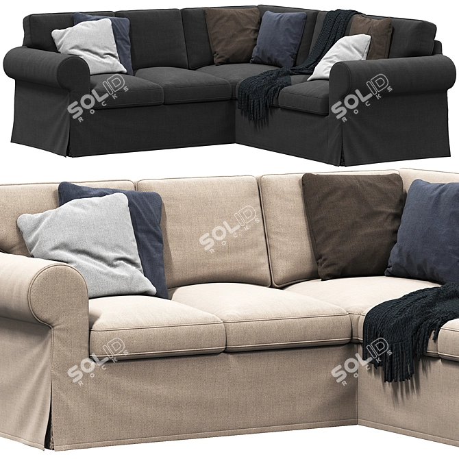 Modern White 4-Seater Corner Sectional 3D model image 2