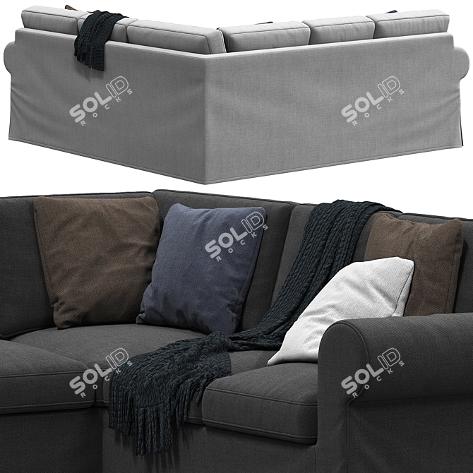 Modern White 4-Seater Corner Sectional 3D model image 3