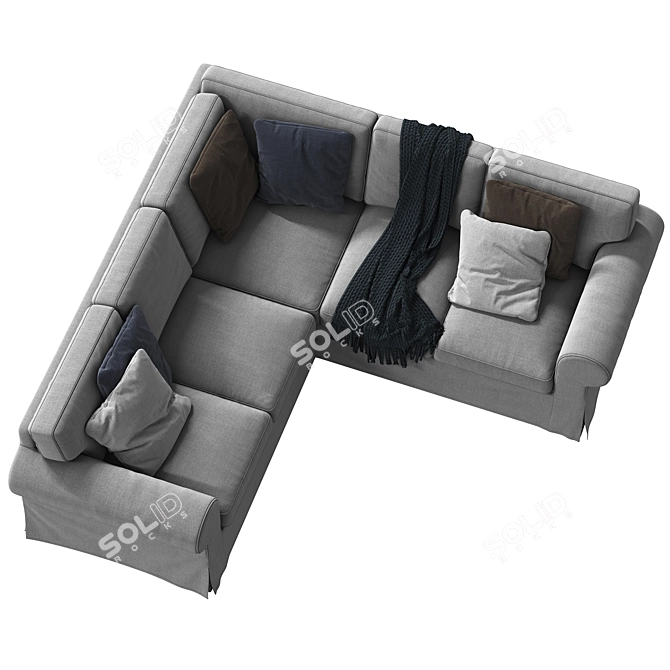 Modern White 4-Seater Corner Sectional 3D model image 4