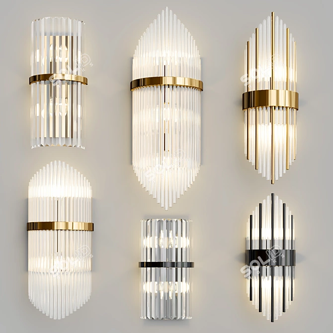 Modern Glass Sconce Lighting Collection 3D model image 1