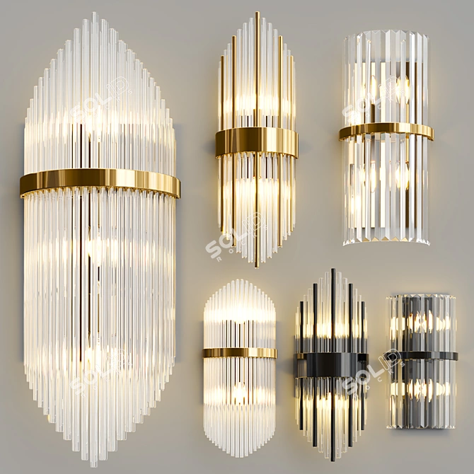 Modern Glass Sconce Lighting Collection 3D model image 7