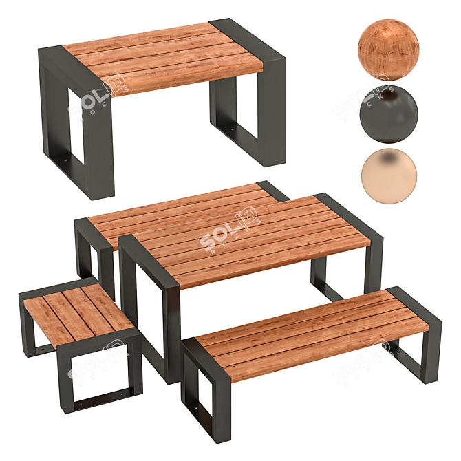 Cafe No.1 Outdoor Furniture Set 3D model image 1