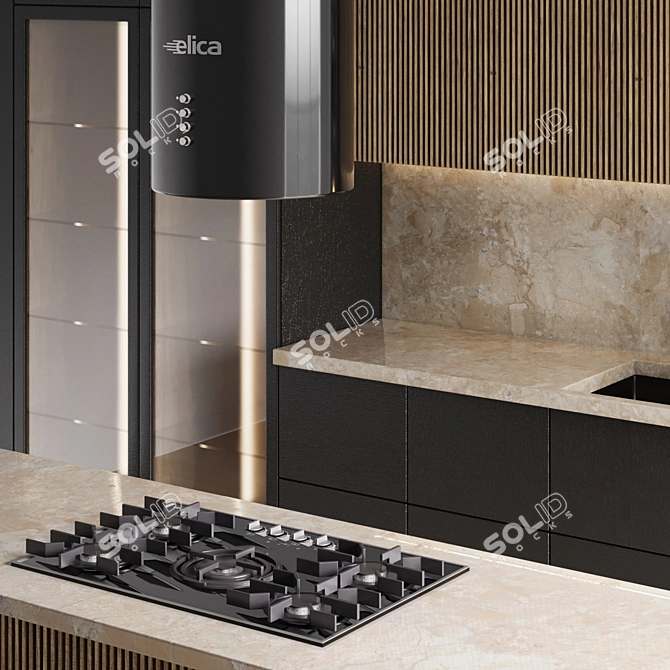 Modern Kitchen Island 3D Model 3D model image 2