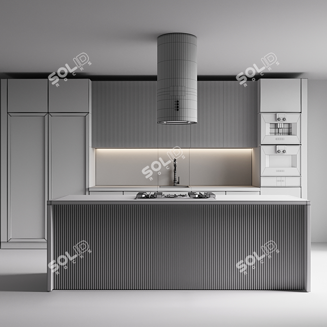 Modern Kitchen Island 3D Model 3D model image 4